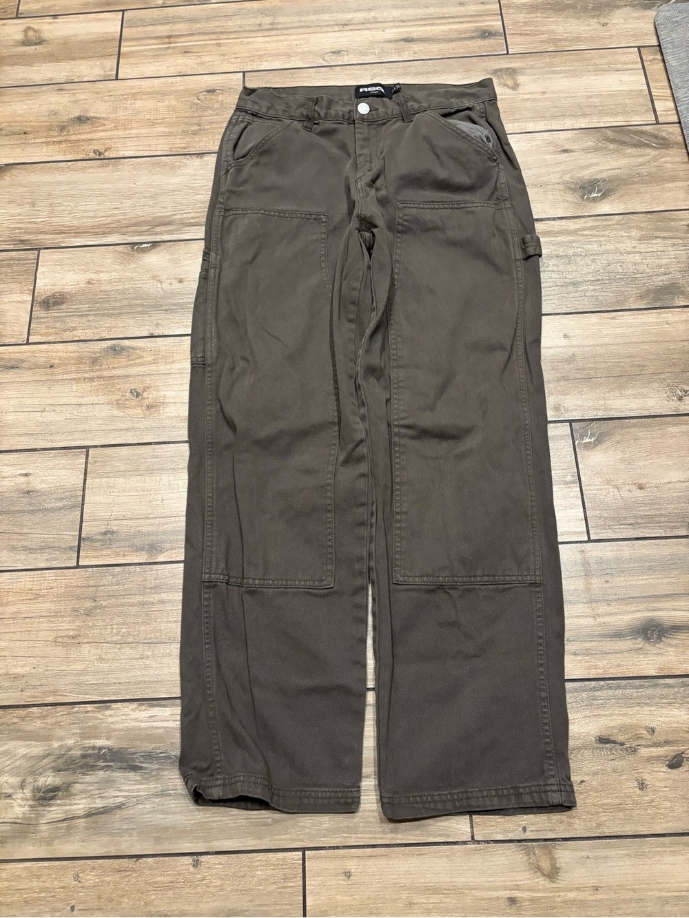 RSQ Straight Leg Double Knee Work Pants Olive Green Size 29x30